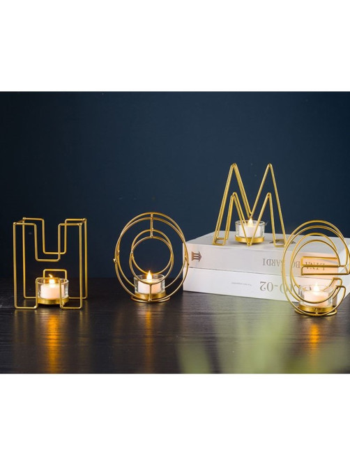 Подсвечник металлический на 4 свечи TAKE IT EASY, Home, 13.5×42 см, золото