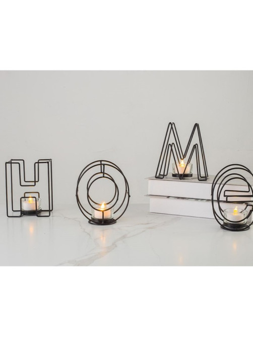 Подсвечник металлический на 4 свечи TAKE IT EASY, Home, 13.5×42 см, чёрный