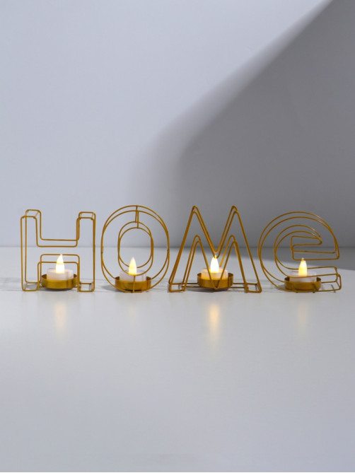 Подсвечник металлический на 4 свечи TAKE IT EASY, Home, 13.5×42 см, золото