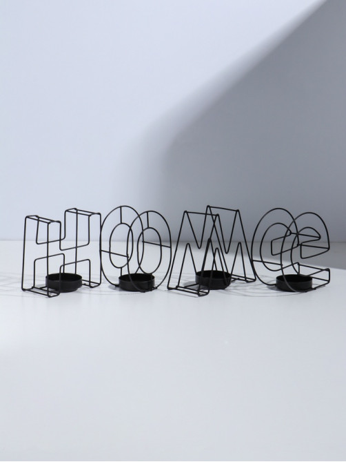 Подсвечник металлический на 4 свечи TAKE IT EASY, Home, 13.5×42 см, чёрный