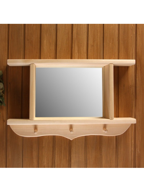Зеркало резное, 70×45×10 см, настенное, 2 полки, 3 крючка, «Добропаровъ»