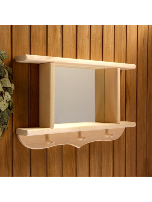 Зеркало резное, 70×45×10 см, настенное, 2 полки, 3 крючка, «Добропаровъ»
