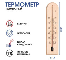 Термометр комнатный «Комфорт», от 0°C до +50°C, 22×5.1×1.5 см