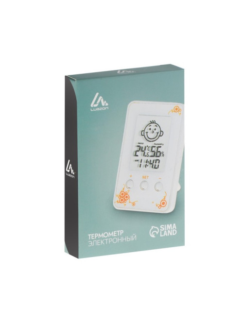 Термометр Luazon LTR-12, электронный, с гигрометром, часы, МИКС