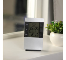 Метеостанция Luazon LB-01, с часами, термометром, дисплеем, подсветкой, серая