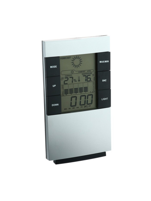 Метеостанция Luazon LB-01, с часами, термометром, дисплеем, подсветкой, серая