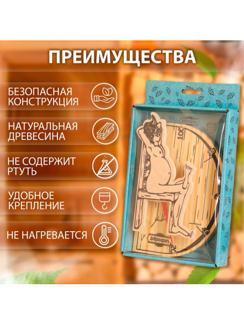 Термометр для бани и сауны «В здоровом теле — здоровый дух», 19×13.5 см, деревянный, «Добропаровъ»