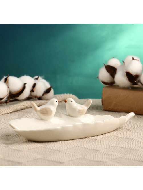Декоративная подставка для мелочей TAKE IT EASY «Пташки», 21×8×5 см, белая