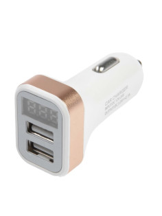 Автомобильное зарядное устройство с вольтметром Cartage, 12-24 В, 2 USB, 2А, МИКС