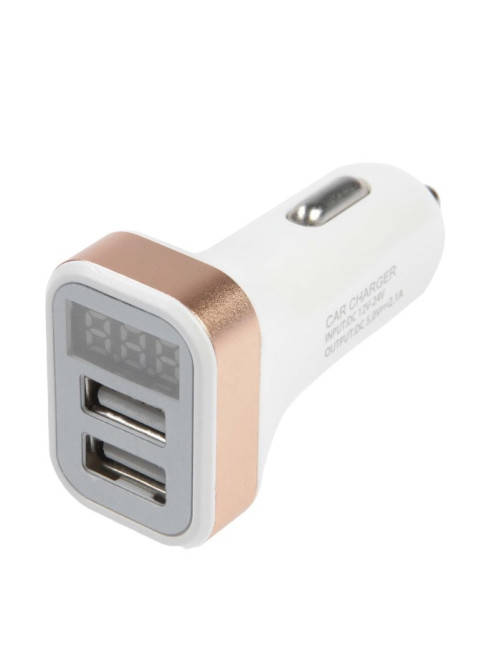 Автомобильное зарядное устройство с вольтметром Cartage, 12-24 В, 2 USB, 2А, МИКС
