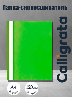 Папка-скоросшиватель Calligrata, А4, 120 мкм, салатовая, прозрачный верх