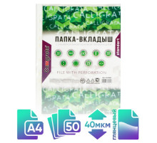Файл - вкладыш Calligrata, А4, 40 мкм, глянцевый, вертикальный, 50 штук