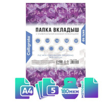 Файл-вкладыш А4, 180 мкм, Calligrata, ПВХ, усиленный, с расширением и клапаном. матовый, 5 штук