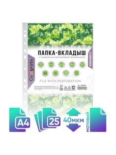 Файл - вкладыш Calligrata, А4, 40 мкм, матовый, вертикальный, 25 штук