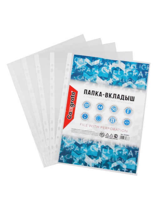 Файл - вкладыш Calligrata, А4, глянцевый, вертикальный, 100 штук, эконом