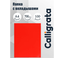 Папка с 100 вкладышами А4, 700 мкм, Calligrata, текстура «песок», красная