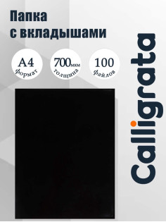 Папка с 100 вкладышами А4, 700 мкм, Calligrata, текстура «песок», чёрная