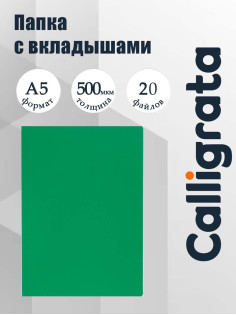 Папка с 20 вкладышами А5, 500 мкм, Calligrata, текстура «песок», зеленая