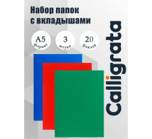 Набор папок А5, 20 вкладышей, Calligrata, микс, 3 штуки