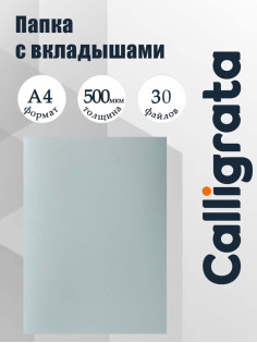 Папка с 30 вкладышами А4, 500 мкм, Calligrata, текстура «песок», серая