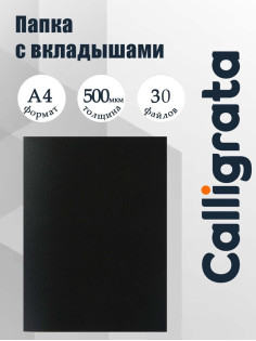 Папка с 30 вкладышами А4, 500 мкм, Calligrata, текстура «песок», чёрная