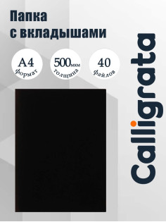 Папка с 40 вкладышами А4, 500 мкм, Calligrata, текстура «песок», чёрная