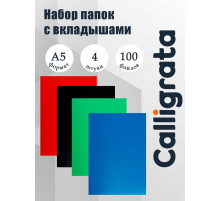 Набор папок А5, 20 вкладышей, Calligrata, микс, 4 штуки