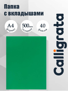 Папка с 40 вкладышами А4, 500 мкм, Calligrata, текстура «песок», зелёная