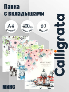 Папка формат А4, с 60 прозрачными файлами «Город», МИКС