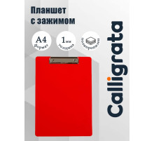Планшет с зажимом А4, 1000 мкм, Calligrata ЭКОНОМ гибкий, пластик, красный (клипборд)
