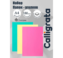 Набор папок-уголков А4, 180 мкм, Calligrata Pastel, полупрозрачные, 3 штуки, микс