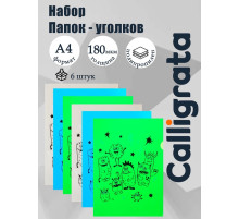 Набор папок-уголков А4, 180 мкм, Calligrata «Монстрики», полупрозрачные, 6 штук, с принтом, микс