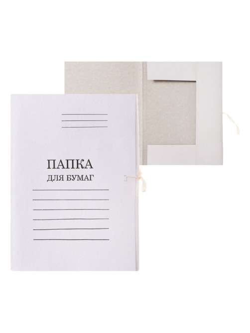 Папка для бумаг с завязками Calligrata, картон мелованный, 440 г/м², до 200 л., белый