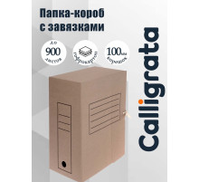 Папка архивная с завязками Calligrata, микрогофрокартон, 100 мм, до 900 листов, бурая