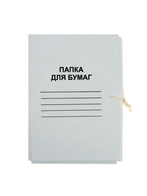 Папка для бумаг с завязками Calligrata, картон немелованный, 370 г/м², белая, до 200 л