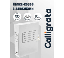 Папка архивная с завязками, микрогофрокартон, 80 мм, белый, до 750 л