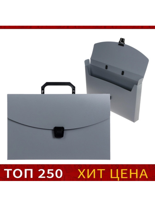 Папка-портфель А4, 1 отделение, 700 мкм, Calligrata, до 300 листов, серая