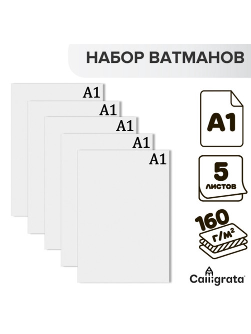 Набор ватманов чертёжных А1, 160 г/м², 5 листов