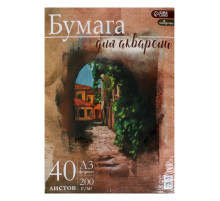 Бумага для акварели А3, 40 листов Calligrata, блок 200 г/м², рисовальная