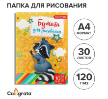 Папка для рисования А4, 30 листов «Енот», плотность 120 г/м²