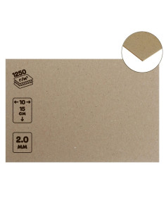 Картон переплётный (обложечный) 2.0 мм, 10×15 см, 1250 г/м², серый