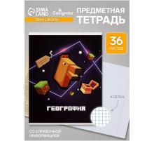 Предметная тетрадь по географии Calligrata «Пиксели», 36 листов, в клетку, со справочным материалом, обложка из мелованного картона