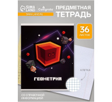 Предметная тетрадь по геометрии Calligrata «Пиксели», 36 листов, в клетку, со справочным материалом, обложка из мелованного картона