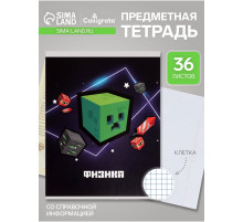 Предметная тетрадь по физике Calligrata «Пиксели», 36 листов, в клетку, со справочным материалом, обложка из мелованного картона