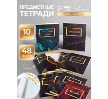 Набор предметных тетрадей Calligrata «Мрамор тёмный», 10 предметов, 48 листов, со справочным материалом, обложка из мелованного картона