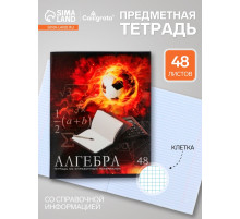 Предметная тетрадь по алгебре Calligrata «Футбол», 48 листов, в клетку, со справочным материалом, обложка из мелованного картона