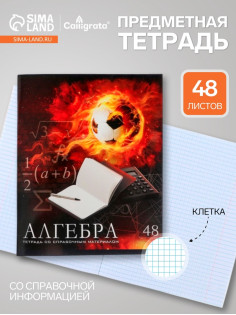 Предметная тетрадь по алгебре Calligrata «Футбол», 48 листов, в клетку, со справочным материалом, обложка из мелованного картона