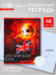 Предметная тетрадь по английскому языку Calligrata «Футбол», 48 листов, в клетку, со справочным материалом, обложка из мелованного картона