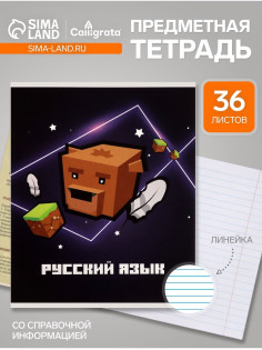 Предметная тетрадь по русскому языку Calligrata «Пиксели», 36 листов, в линейку, со справочным материалом, обложка из мелованного картона