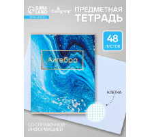 Предметная тетрадь по алгебре Calligrata «Мрамор светлый», 48 листов, в клетку, со справочным материалом, обложка из мелованного картона
